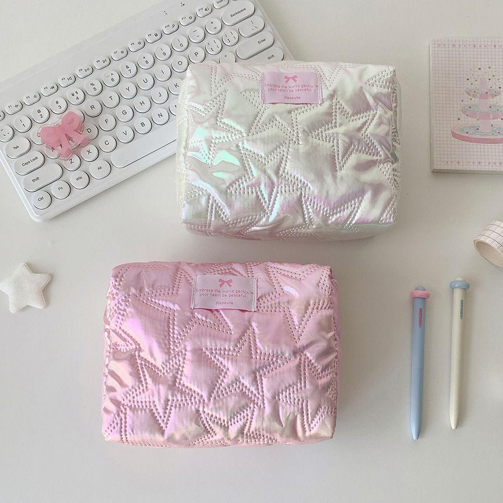 INS Star Design Makeup Bag Portable Pearlescent Travel Storage Bag Large Capacity Cosmetic Bag Daily Use