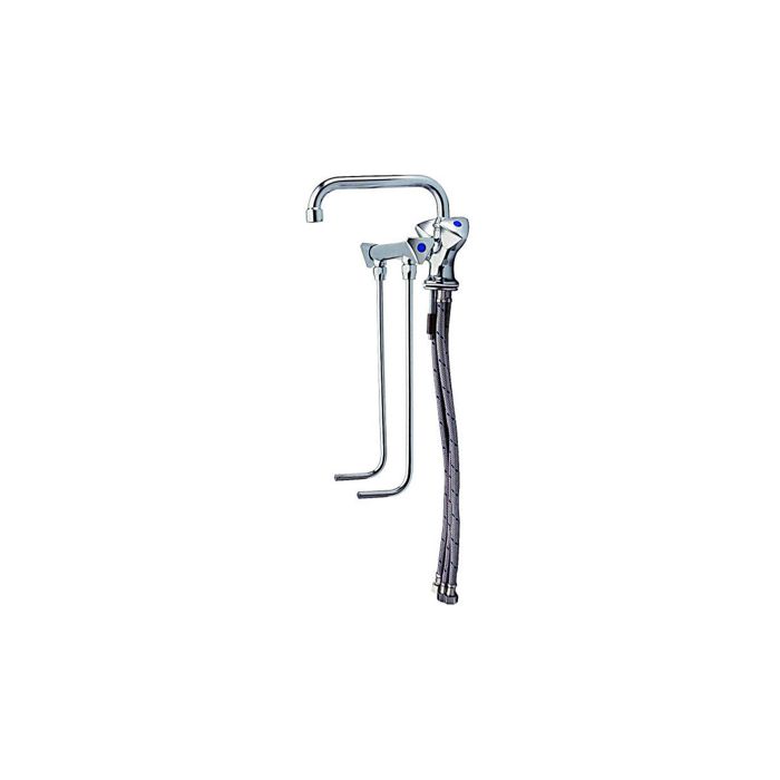 Mitigeur pour 2 éviers Basse pression - Robinet cuisine chromé avec tuyau sous-évier