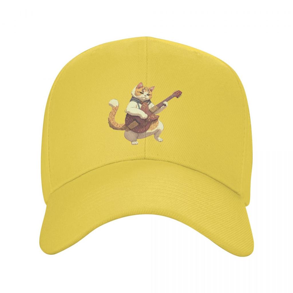 Gato Rockeiro Tocando Guitarra Desenho Animado Gato Guitarrista Bonés de Beisebol Snapback Homens Mulheres Chapéu Chapéu Ajustável Streetwear Boné de Beisebol Casquette