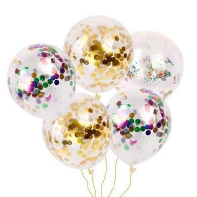 5PCS 12 Inch Aluminum Foil Gold Rose Gold Sequins Transparent Balloon Magic Electrostatic Confetti Latex Ball