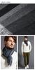 [Cashmee] 034 Neptune 100% Cashmere Reversible Muffler Scarf, Gradient Border, Gray x Gray (25)