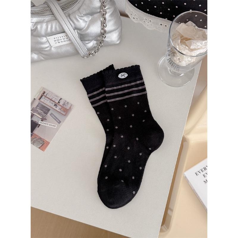 

Summer Lightweight Ankle-length Sheer Mesh Dotted Stacked Socks, Versatile Long Socks, Pure Cotton Women s Socks 1 pair чорний