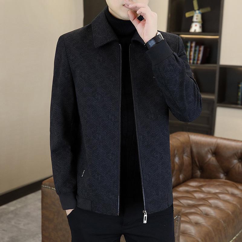 2026 Spring/Autumn Men's Versatile Lapel Jacket Shirt - Casual, Stylish Commuting Wear for Middle-Aged and Young Adults