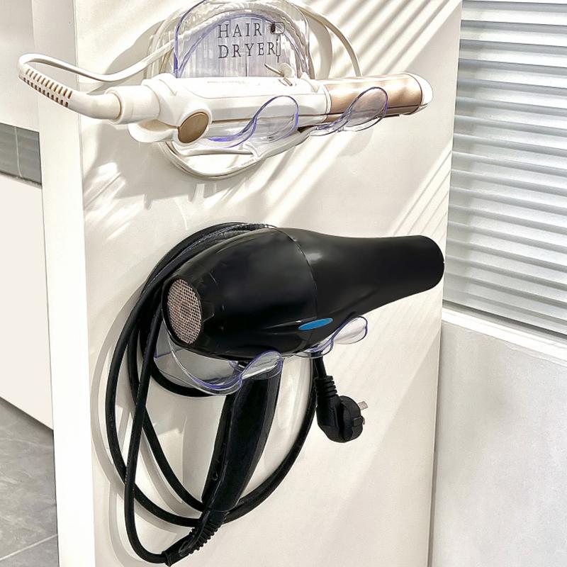 Držák na vysoušeč vlasů Nástěnná žehlička na vlasy Stojan na vlasy Koupelnový organizér Police Samolepící plastový úložný stojan