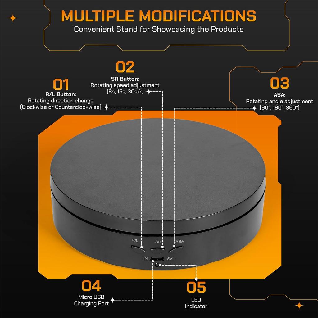 Remote Control Motorized Rotating Display Stand - 360° Electric Rotating Platform | 3-in-1 Sizes