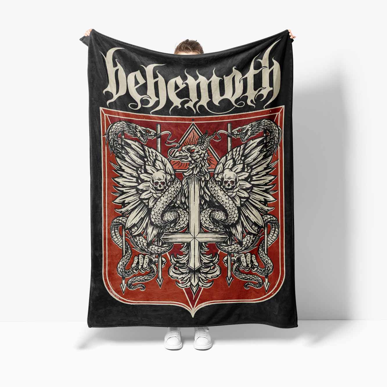 

b-Behemoths Heavy Rock Printed Flannel Blanket Family Bedroom Bed Sheet Outdoor Car Travel Camping Picnic Plush Sleeping Blanket 75x90cm