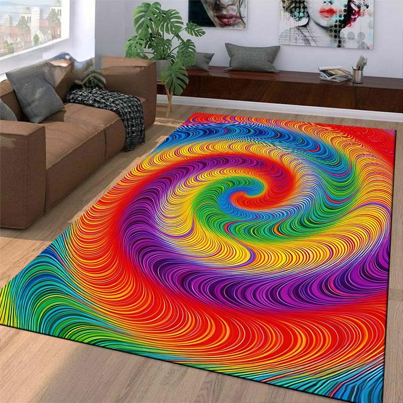 Colorful Swirl Pattern Carpet for Bedroom Living Room Home Decor Rug Suitable for Use As an Anti-slip for Living Room Bedroom Sofas