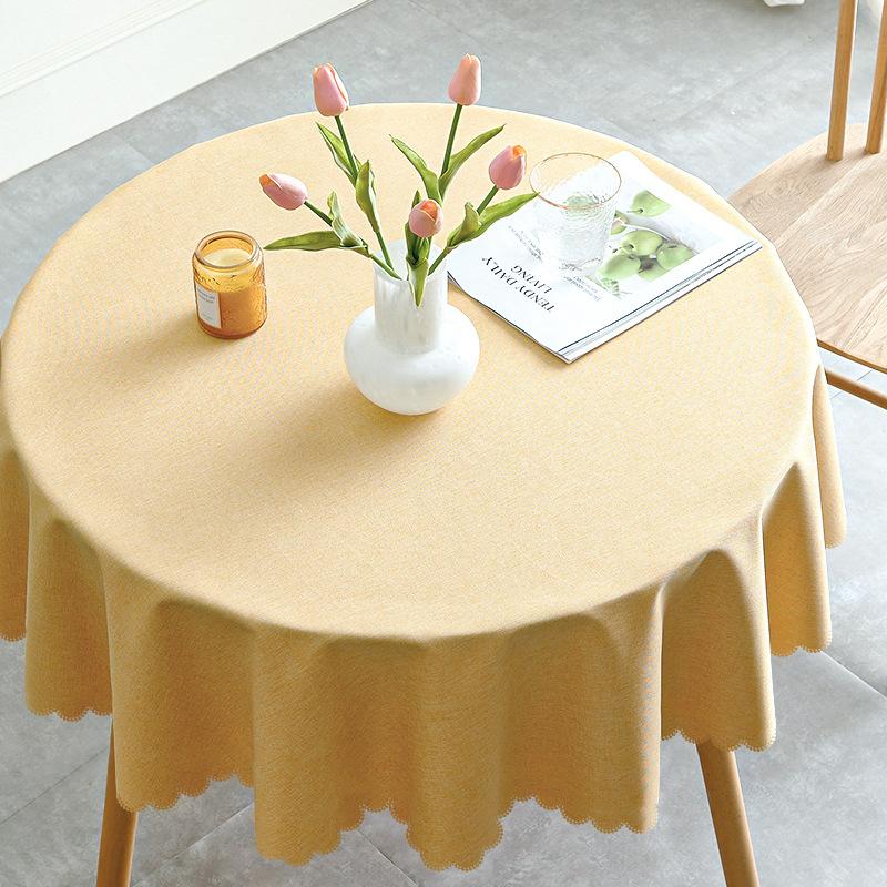 Rectangular Vinyl Tablecloth with Lace Rim ,Heavy Duty 100 % Waterproof Oil-Proof Round Tablecloth for Kitchen Party Picnic Dining  Indoor & Outdoor