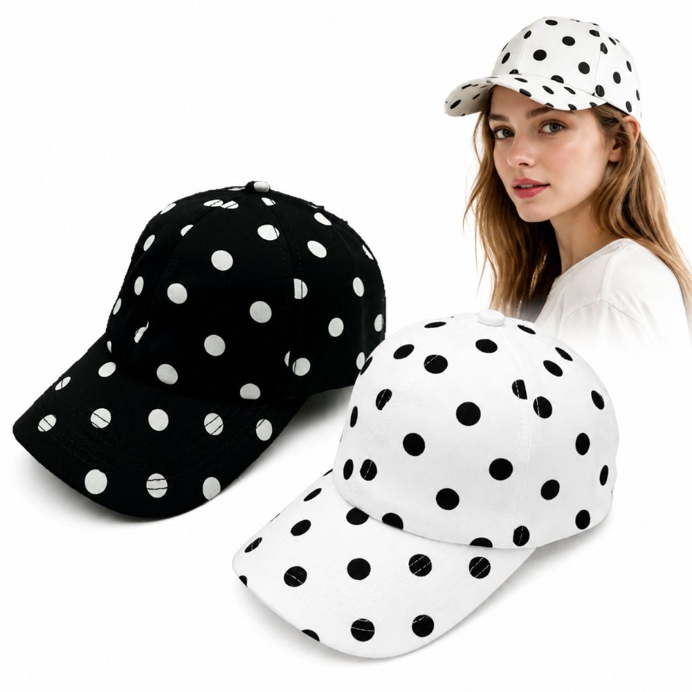 Trendy Soft-top Polka Dot Baseball Cap Wide Brim Adjustable Casual Hat Sun Protection Lightweight Sun Hat For Women Men