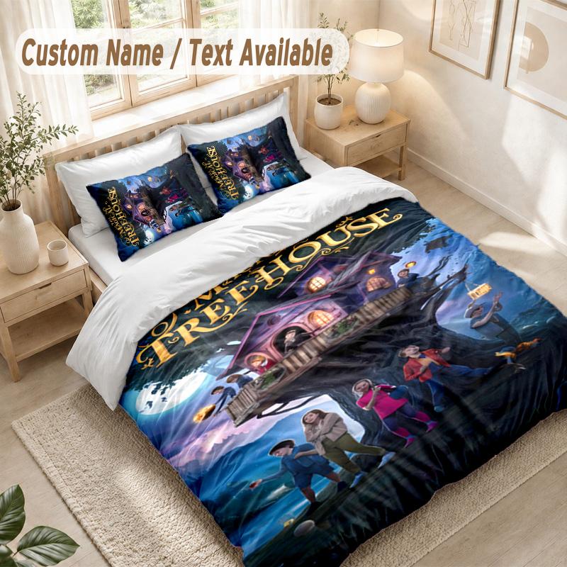 The Magic Treehouse Bedding Set, 1 Duvet Cover & 2 Pillowcases Soft Comfortable Bedroom Home Textile Decor