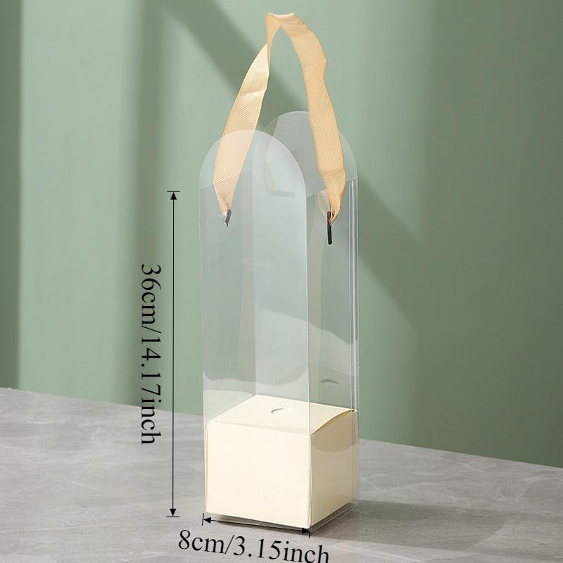 5er-Set Tragbare Klare Plastik-Blumenkästen Transparente Handheld-Rosen-Geschenkbox für Blumenstraußverpackung Kleine Florale DIY-Hülle Taschen