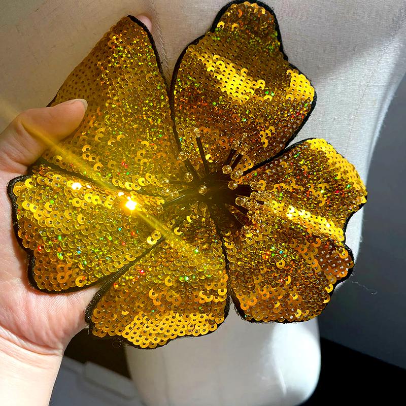 1PC Flowers Patches Fashion Dress Accessories Bag Decor Sequin Print DIY Embroidered Applique Clothing Sew Handmade Patch