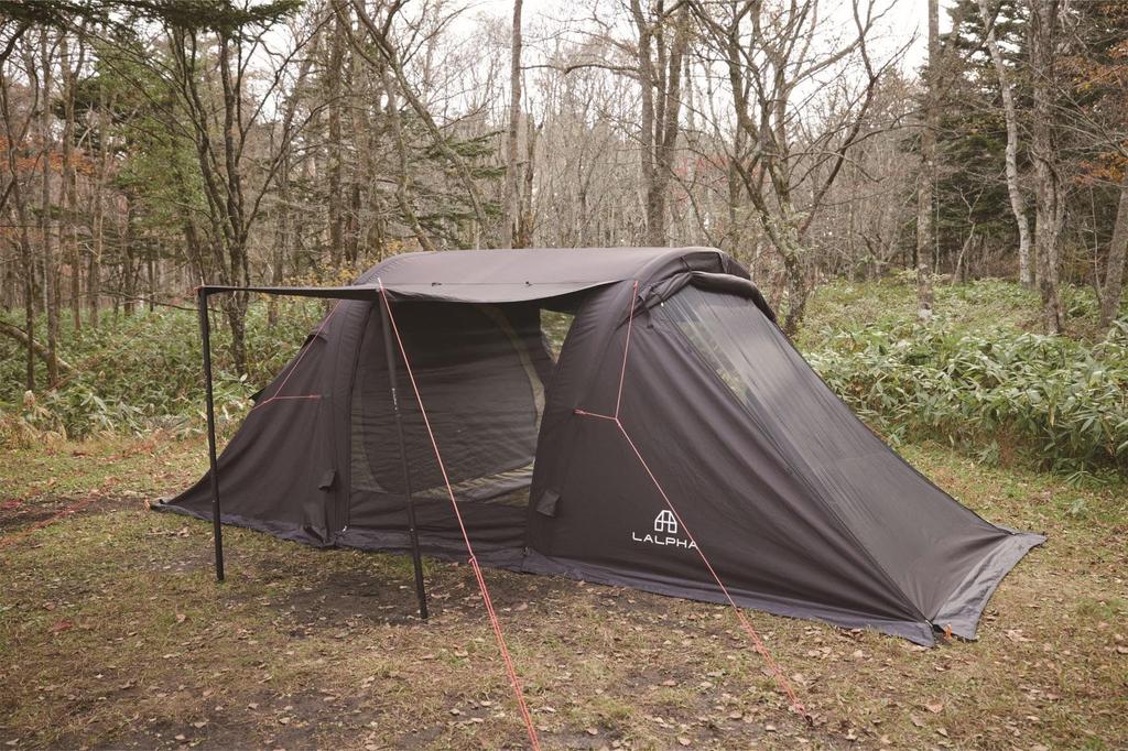 LALPHA Geoair TC BK Luftrahmenzelt für Personen Ganzjahres-Polycotton-TC-Material mit Schürze Ausgestattet Schwarz Camping 3-4 TP-300BK