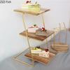 Dreistufiger Dessertkuchenständer Holz-Essteller Haushalts-Brotteller Geschirrplatte Restaurant Hotel Erfrischungsgerichte
