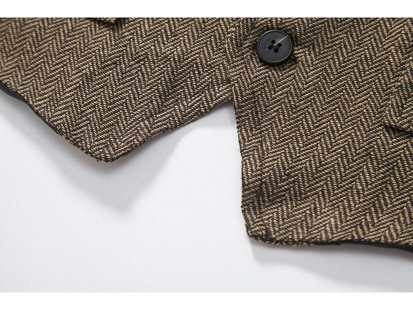 Retro Single-Breasted Men's Suit Vest with Three-Dimensional Pockets