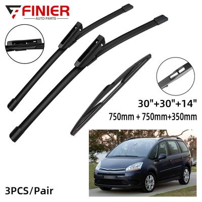 3 Stück Wischerblätter für Citroen C4 Grand Picasso MK1 2008–2013, 76,2 cm, 76,2 cm, 35,6 cm, passend für Frontscheibe, Windschutzscheibe, Fenster, Bürstenschneider, Zubehör 2011–2012