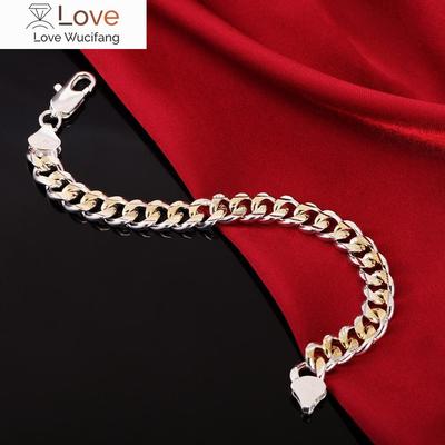 New Pretty 925 Sterling Silver Gold Plated Fine Classic 10MM Chain Bracelets for Woman Man Fashion Wedding Party Gifts Jewelry