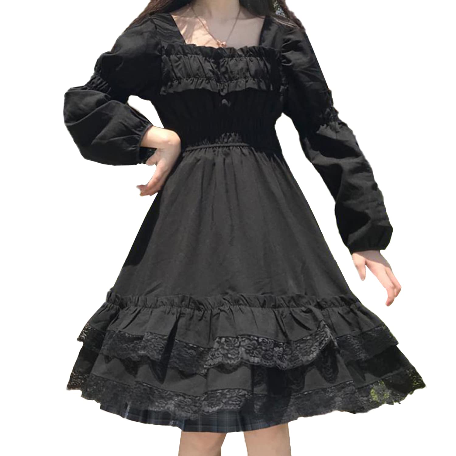 

Lolita Dress Gothic Korean Style [KEMONO_FAN] Knee-Length (Black), Lolita, Mass-Produced, (Size L) чёрный