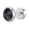 Vnox Multi-faced Cut Zircon Stone Earrings for Men Boys, Screw Back Stud Barbell Shaped Earrings,Black Stainless Steel Jewelry