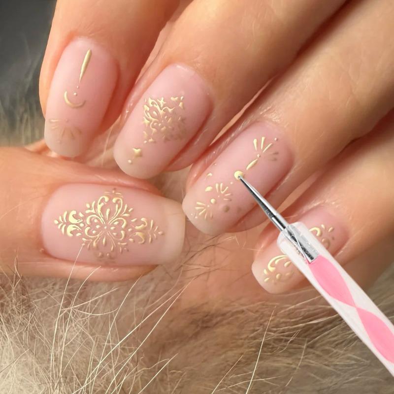 5pc Dual-end Nail Silicone Brushes Polishable Carving Drawing Paint Dot Tool Nails Arts Pen Acrylic UV Gel Extension Grids Brush