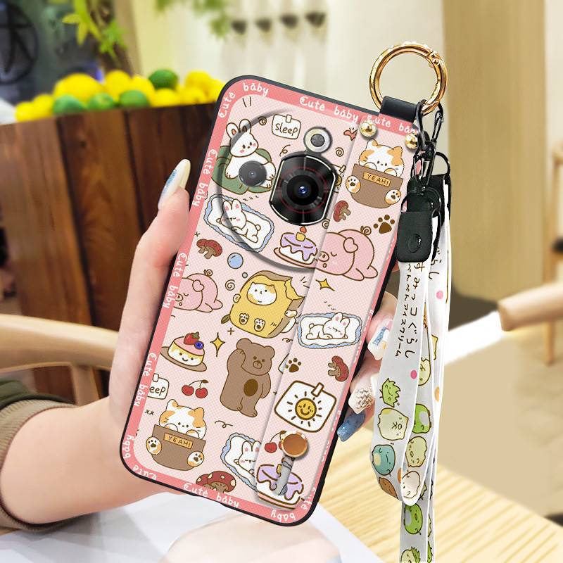Ring Back Cover Phone Case For ZTE Nubia Focus Pro 5G Phone Holder Wrist Strap Silicone Shockproof Durable Anti-dust