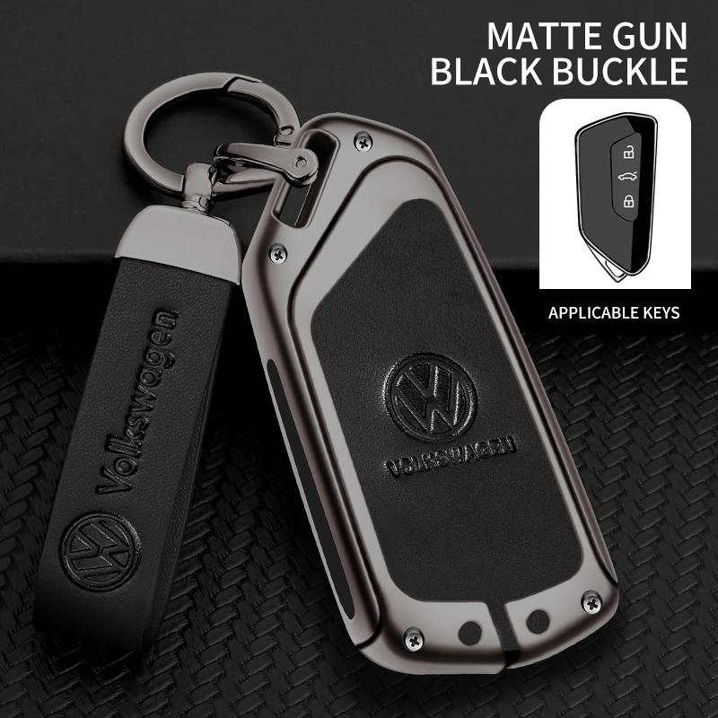 

For VOLKSWAGEN Zinc Alloy Leather Car Smart Remote Key Fob Case Cover Protector Shell For VW Volkswagen Golf 8 MK8 Leon Keychain