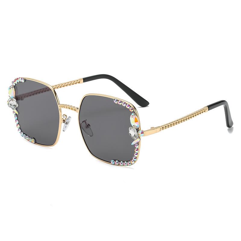 Randlose Damen Sonnenbrille mit Diamant-Einlage, trendig, UV-Schutz, für Frauen ohne Make-up, kleine Sonnenbrille für das Gesicht