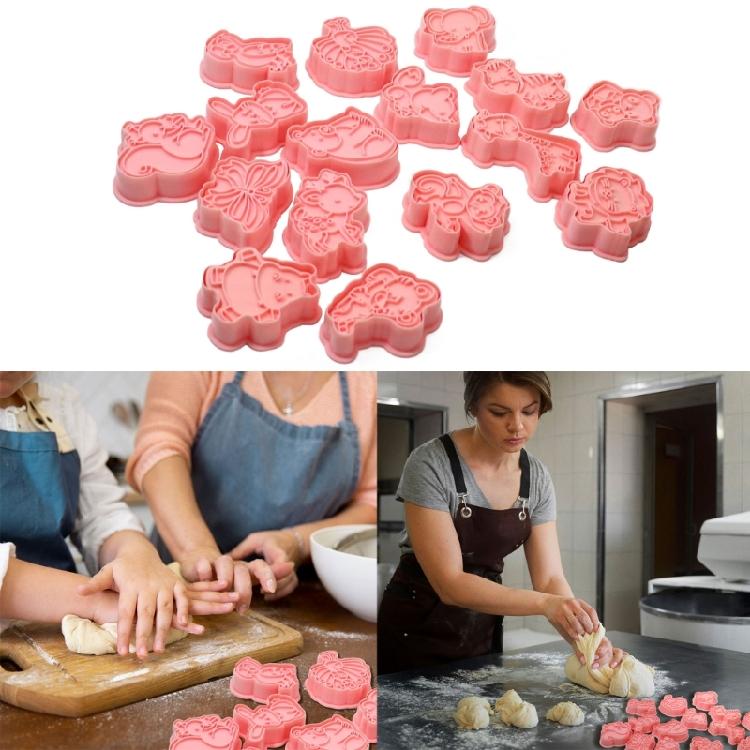 16Pcs Cartoon Animal Cookie Cutters Pressable Biscuits Mold Party Supplies