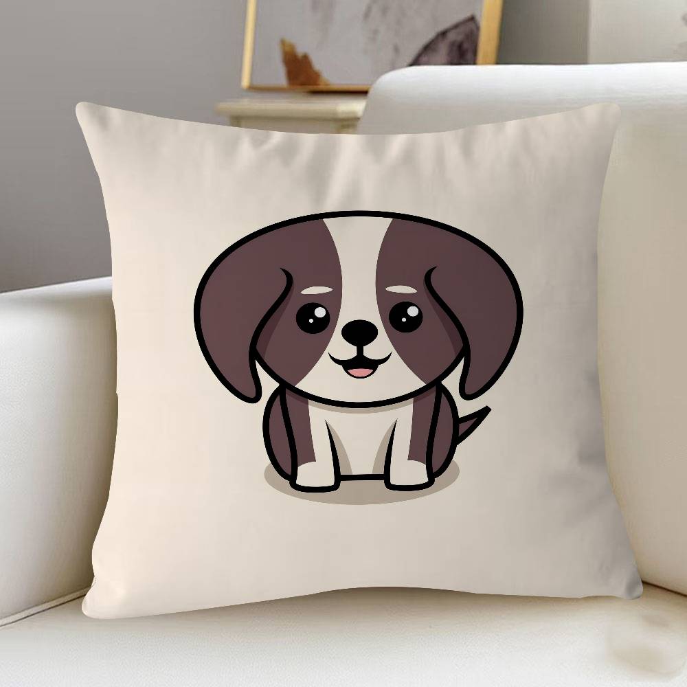 Dog Cartoon Illustration Cute Pillow Cover Sofa Cushion Cover Home Room Decoration Children Gift