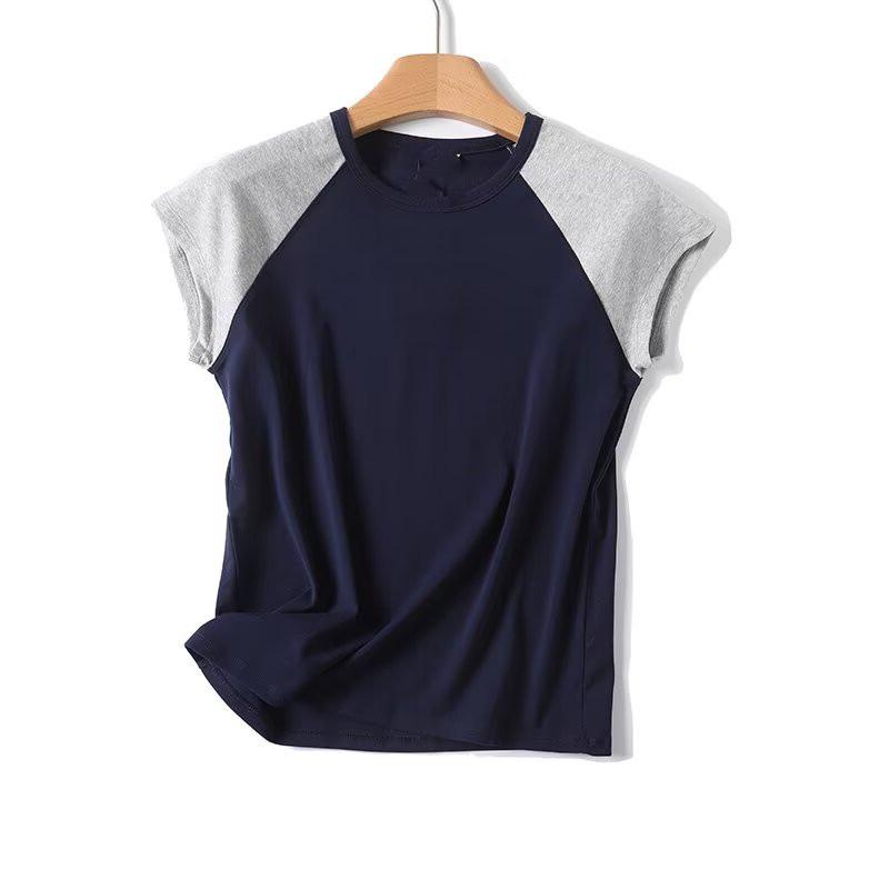 

BM&MD&ZA Women s Color Block Crew Neck T-shirt - Summer Fashion, Short Sleeve Medium