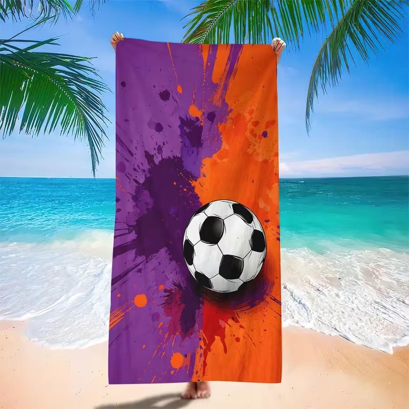 

Gradient Letter Soccer Sports Beach Towel Soft Quick Dry Absorbent Swim Towel Large Lightweight Beach Blanket for Summer Beach W30*H60(CM)