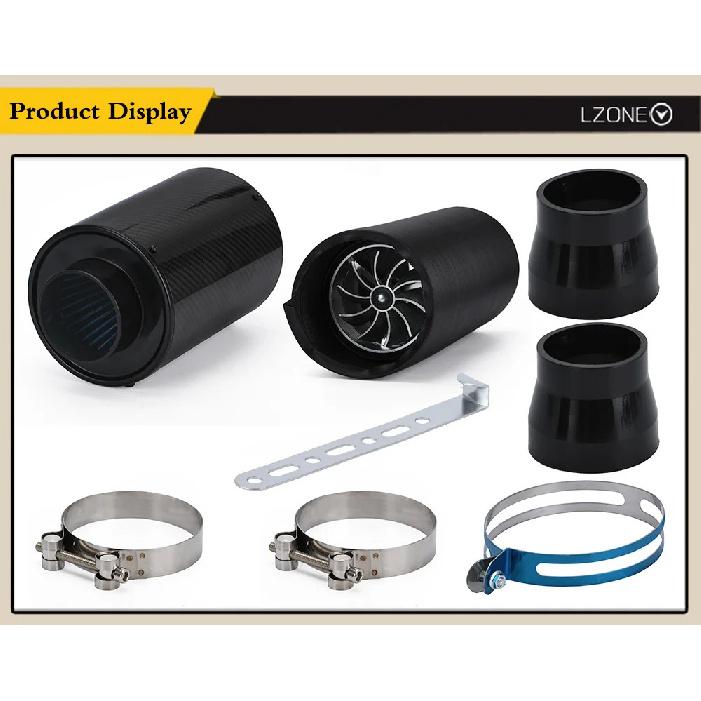 LZONE - Air Intake With Fan or Without Fan Universal Racing Carbon Fiber Cold Feed Induction Kit Air Intake Kit Air Filter Box