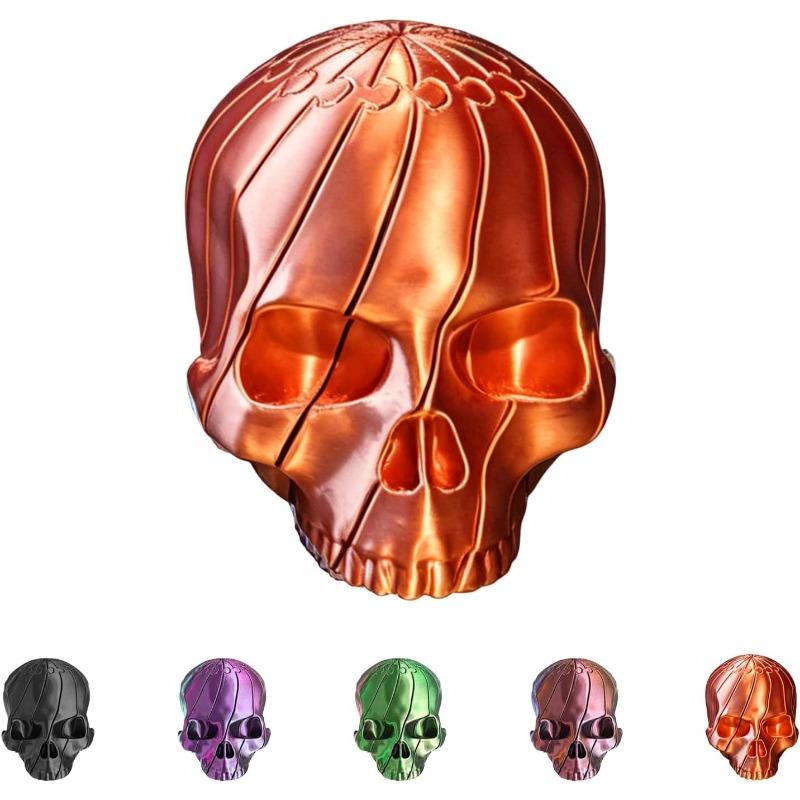 3D Printed Twisty Skull Fidget Toy, 3D Printed Skeleton, Rotating Clicker Fidget, Skull Sensory Toy for Stress Relief,, Halloween Gothic Novelty Gift