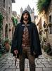 Medieval Velvet Deerskin Hooded Cloak - Renaissance Cosplay Costume Robe