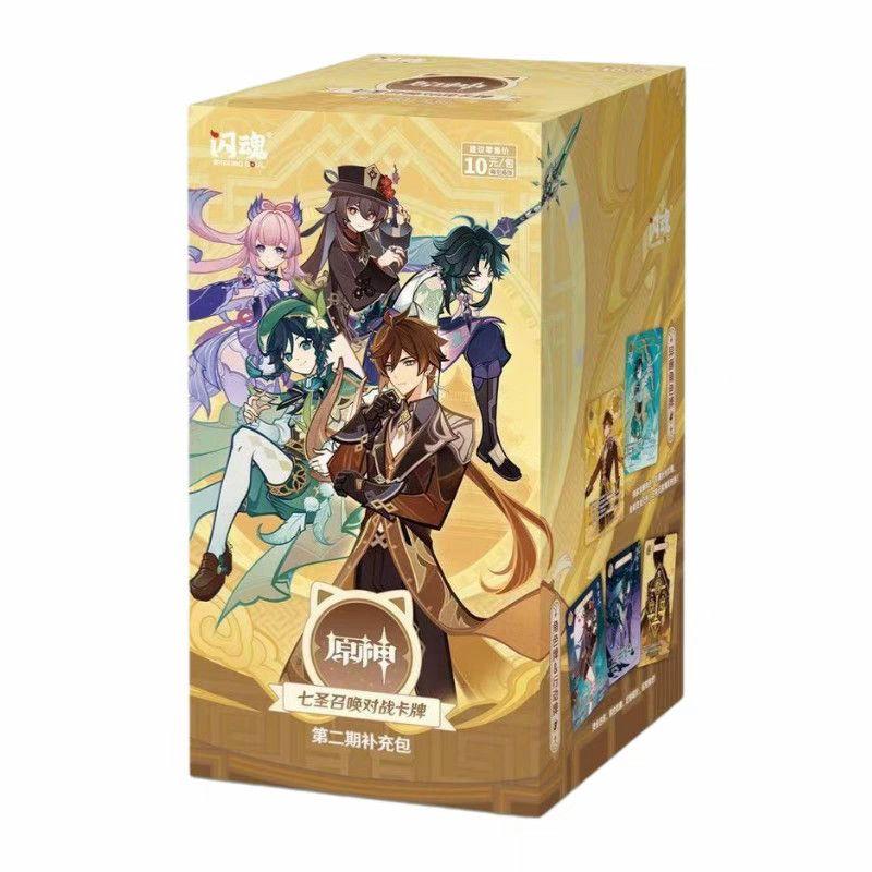 Genuine Genshin Impact Seven Sacred Summons Duel Game Card Volume 4 Booster Pack Anime Character Collection Card Kids Toys Gifts