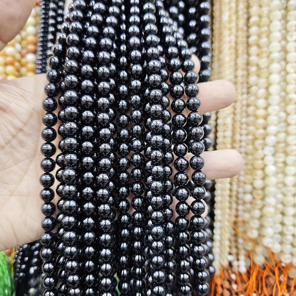 Naturalne Brazylskie Czarny Turmal Kostki Okrągłe Koraliki do Bransoletek DIY
