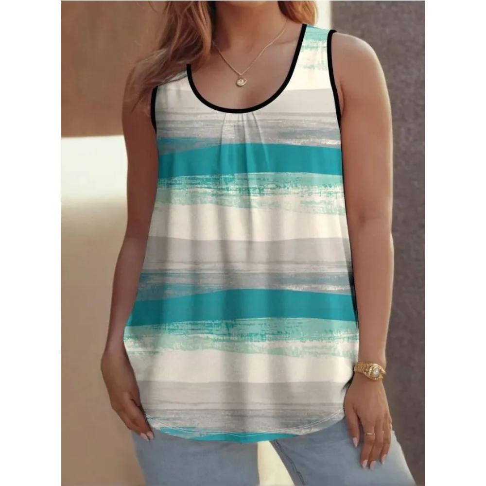 Casual Loose Flower Print T-shirt Fashionable Versatile Women's Top Comfortable Camis Tank Tops