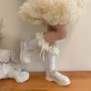 Breathable Cotton Hosiery Socks for Girls Toddler Stretchy Knee High Socks Puff Edge Lace Bows Socks for Autumn Spring
