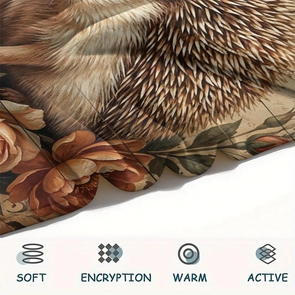 1 pièce Couverture en Flanelle Imprimé Floral Rétro Animal, Haute qualité Toutes Saisons, Décoration de Maison, Chaleur et Confort, Parfait pour les Cadeaux de Noël