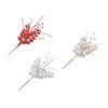 6Pcs Decorative Faux Leaves with Berries Gold Powder Coated Leaf and Berries Clusters for Creative Decoration
