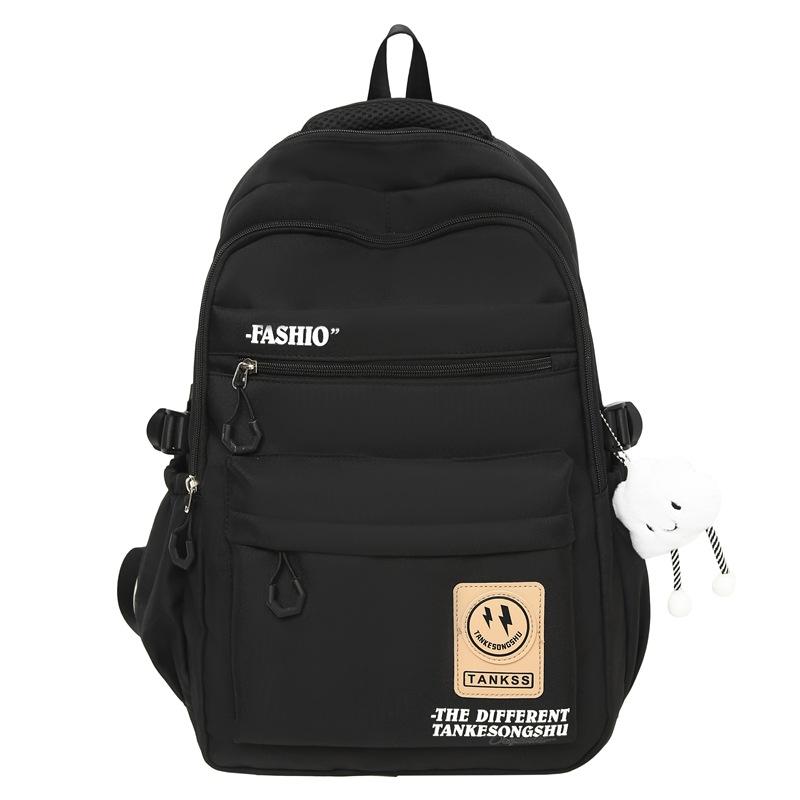 School Bag Korean Version Ins Wind Smiley Face Backpack Campus Junior and High School Students Versatile School Bag Casual Simple Large-capacity