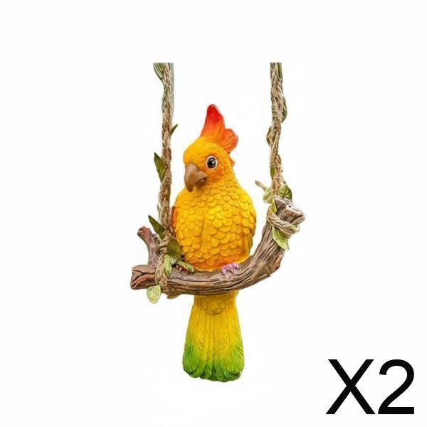 6xParrot Swing Ornament WeatherResistant Hanging Cockatoo Statue HandPainted Resin Bird