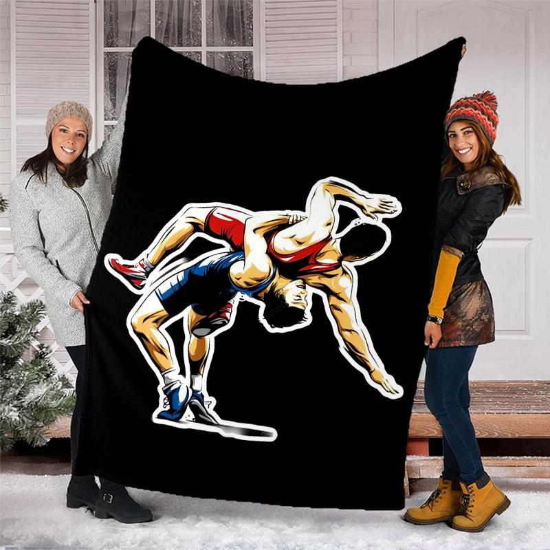 wrestling Theme Printed Blanket - Perfect for Couch, Bed, Travel & Outdoor Use | Machine Washable, Cozy & Durable.