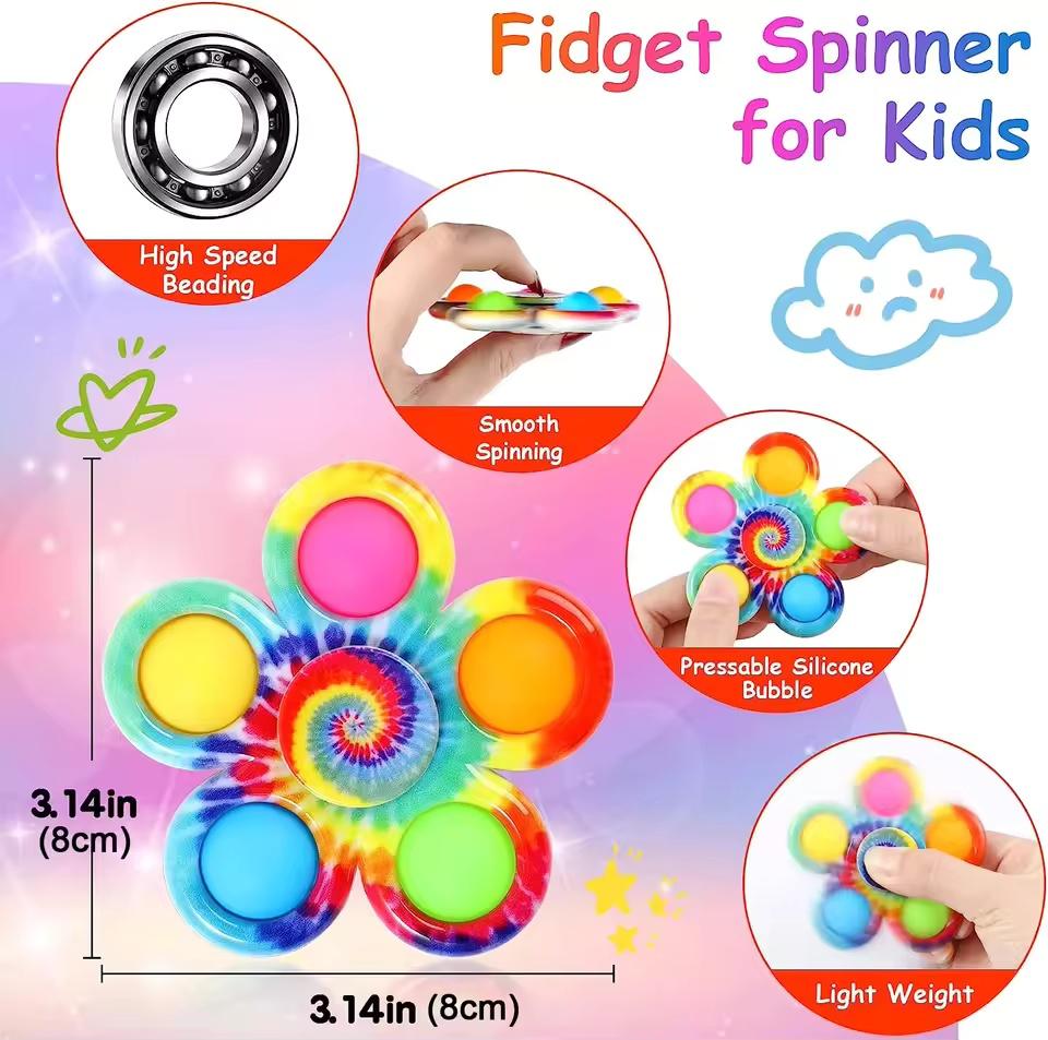 Colorful Bubble Gyro Fidget Spinner Finger Bouncing Toy Pressing Bubble Spinner ADHD Children's Anxiety Relieves Stress