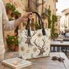 Winter Deer Print Canvas Tote Bag Casual Large Capacity Shopping Shoulder Bag for Women