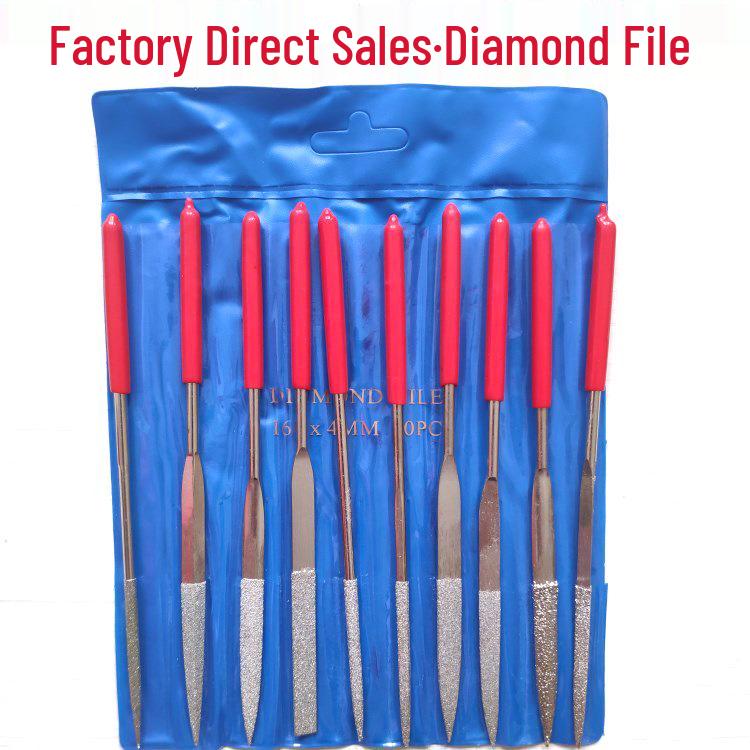 Diamond Coated File Set: Flat, Square, Triangular, Half-Round, Round, Shaping Plate, Alloy Small Files.