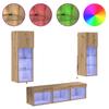 TV Wall Units 5 pcs Black Oak Effect Wood Based Material