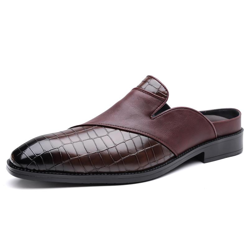 Big Size Fashion Casual No Heel Half Slippers for Men Summer Autumn New Designer Leather Shoes Male Solid Color Mules Man