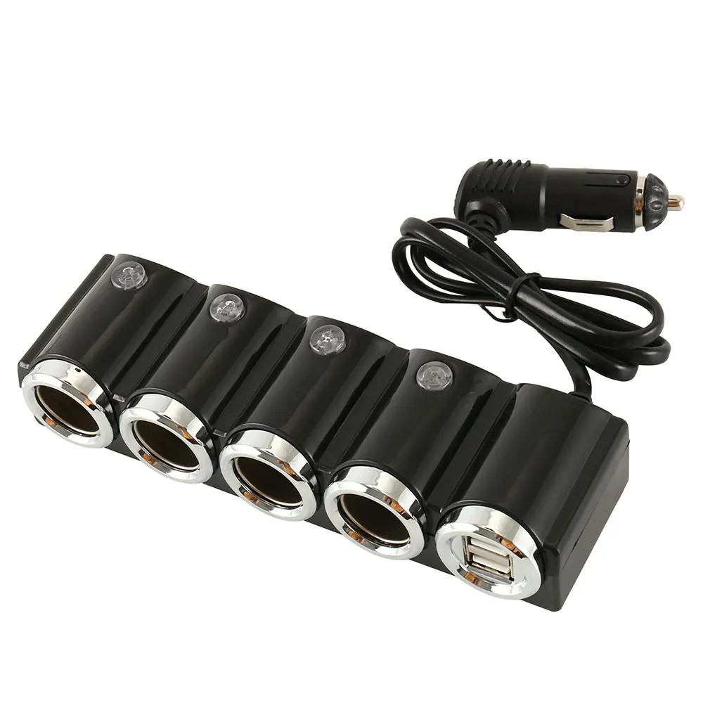 Universal Car Charger 12V 24V 4 Way Car Multi Socket Auto Splitter Power Charger Car Adapter Dual USB Car Charger