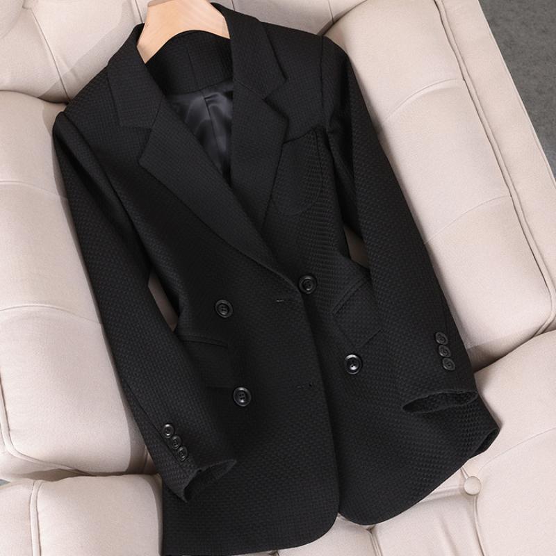 

Весенне-осенняя новая женская куртка, шикарный элегантный повседневный спортивный женский костюм, корейская модная роскошная куртка для женщин, блейзеры S чёрный